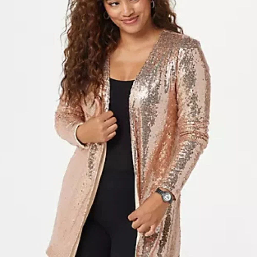 Isaac Mizrahi Navy Sequin Jacket - Picture 2 of 4